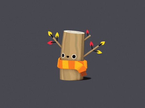 A Tree Stump With A Scarf Around It GIF