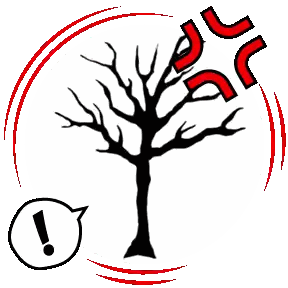 A Tree With A Speech Bubble And An Exclamation Point Sticker