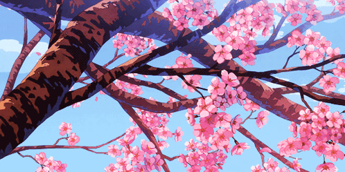A Tree With Lots Of Pink Flowers On It GIF
