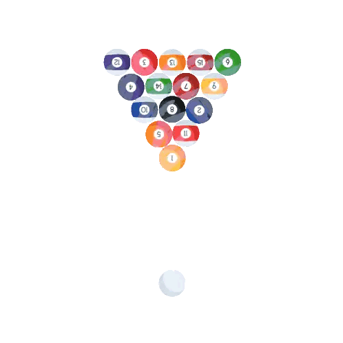 A Triangle Of Pool Balls With The Numbers 1 Through 12 Sticker