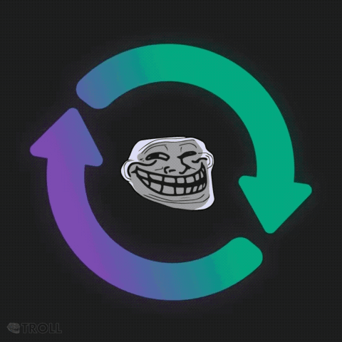 A Troll Face Is In The Middle Of A Circle With Two Arrows GIF