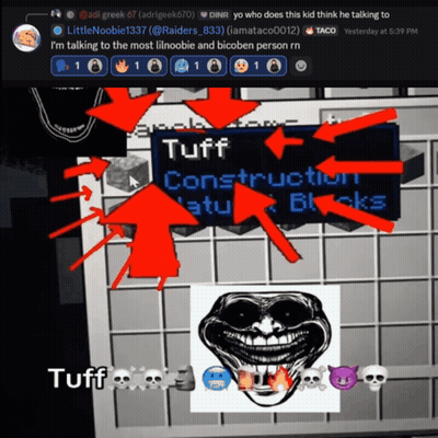 A Troll Face Is Surrounded By Arrows Pointing To A Sign That Says Construction GIF