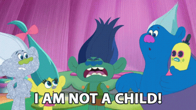 A Troll Says I Am Not A Child In A Cartoon GIF