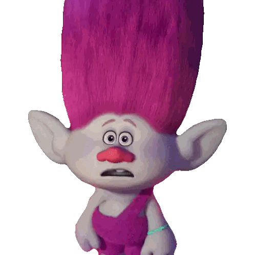 A Troll With Purple Hair And A Purple Outfit Sticker