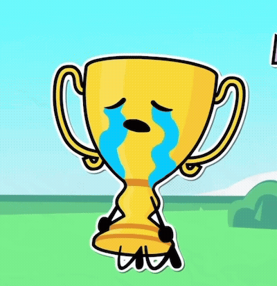 A Trophy Is Crying With Tears Coming Out Of It 'S Eyes . GIF