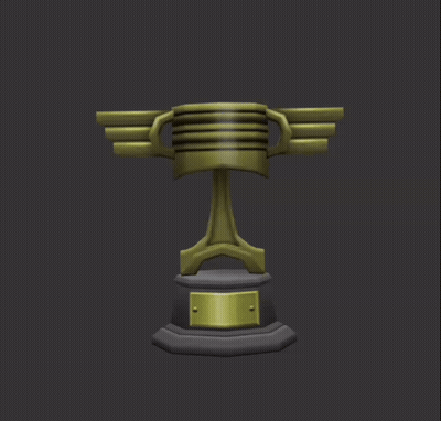 A Trophy That Looks Like A Piston With Wings On Top Of It GIF
