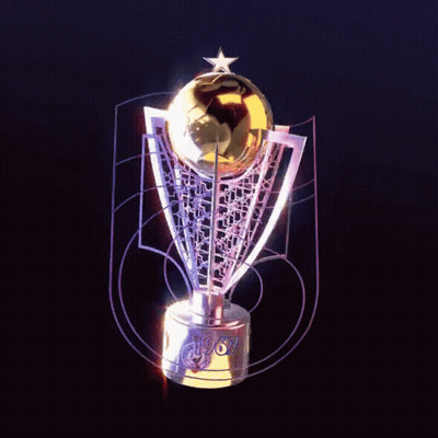 A Trophy With A Star On Top Of It That Says ' Champions League ' On It GIF
