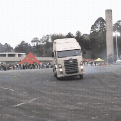 A Truck That Has The Word Caminhoneiro On The Front Of It GIF