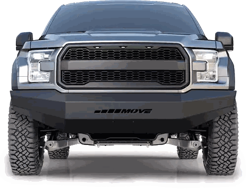 A Truck With The Word Move On The Front Bumper Sticker