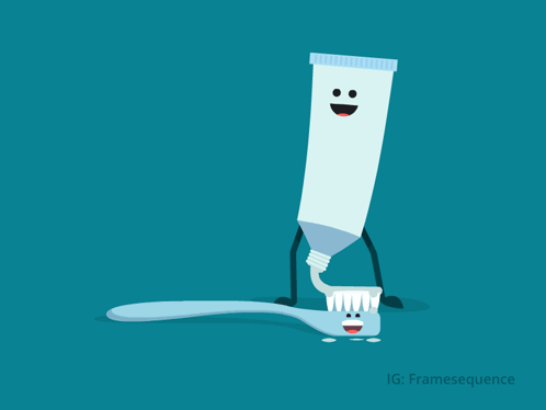 A Tube Of Toothpaste Is Putting Toothpaste On A Blue Toothbrush GIF