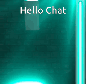 A Turquoise Background With The Words Hello Chat On It GIF