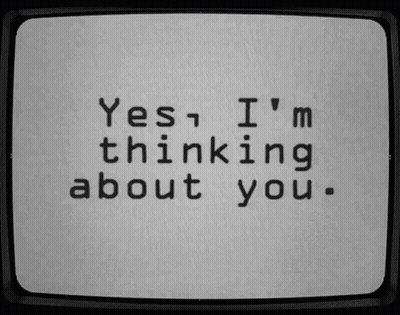 A Tv Screen Displays The Words Yes I 'M Thinking About You GIF