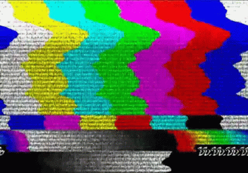 A Tv Screen With A Rainbow Of Colors And A Black Border GIF