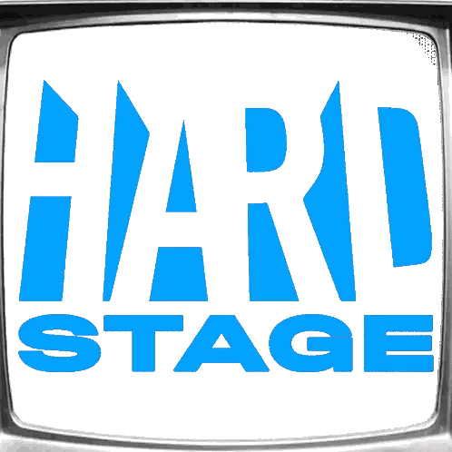 A Tv Screen With The Words Hard Stage In Pink Sticker