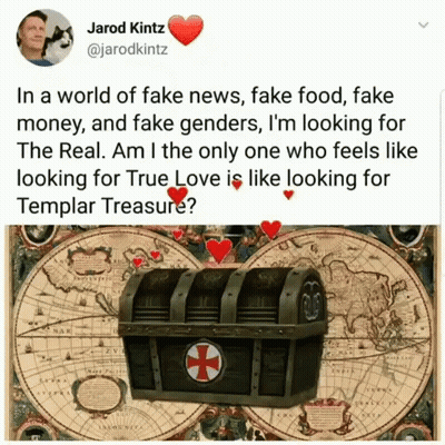 A Tweet By Jarod Kintz Shows A Treasure Chest On A Map GIF