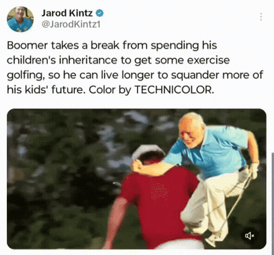 A Tweet From Jarod Kintz Shows An Older Man Holding A Younger Man In The Air GIF
