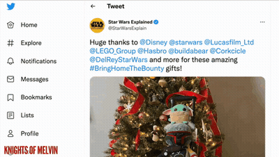 A Tweet From Star Wars Explained Shows A Christmas Tree With Stuffed Animals On It GIF
