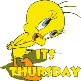 A Tweety Bird Says It 'S Thursday With A White Background Sticker