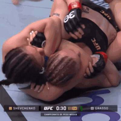 A Ufc Fight Between Shevchenko And Grasso Is Being Shown GIF