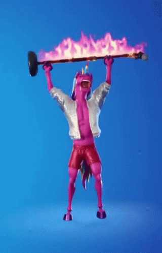 A Unicorn Is Holding A Stick With Flames On It Over His Head GIF