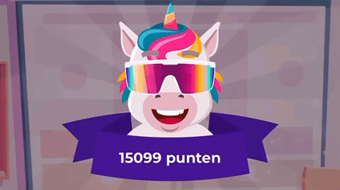 A Unicorn Wearing Sunglasses And A Purple Ribbon With The Number 15 On It . GIF