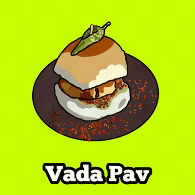 A Vada Pav Sandwich With A Green Pepper On Top Of It GIF