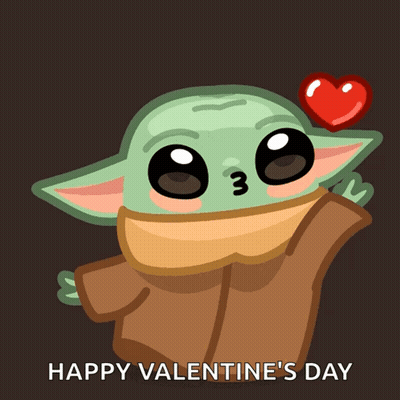 A Valentine 'S Day Card With A Baby Yoda Holding A Heart GIF