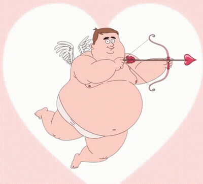 A Valentine 'S Day Card With A Cupid Holding An Arrow GIF