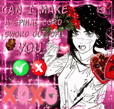 A Valentine 'S Day Card With A Girl Holding A Heart And The Words Can I Make A Spinal Cord GIF