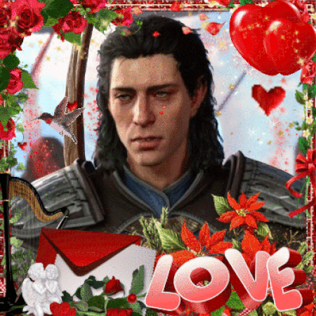 A Valentine 'S Day Card With A Man And The Word Love On It GIF