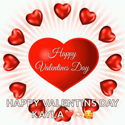 A Valentine 'S Day Card With Red Hearts Around A Red Heart That Says Happy Valentine 'S Day Kayla GIF