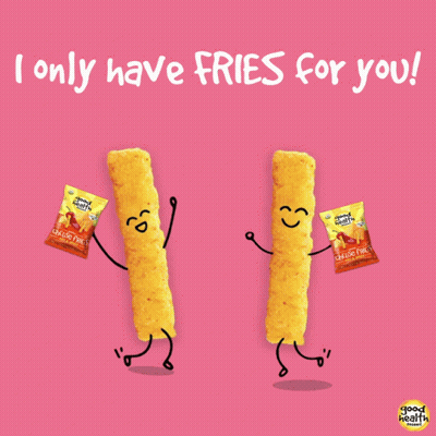 A Valentine 'S Day Greeting Card That Says ' I Only Have Fries For You ' On It GIF