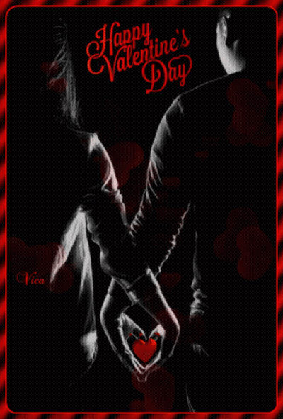 A Valentine 'S Day Greeting Card With A Couple Holding Hands GIF