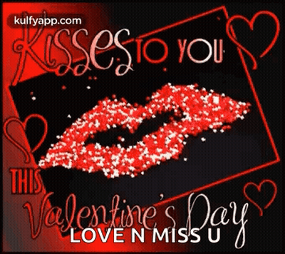 A Valentine 'S Day Greeting Card With A Kiss On It . GIF
