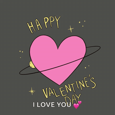 A Valentine 'S Day Greeting Card With A Pink Heart And The Words " Happy Valentine 'S Day I Love You " GIF