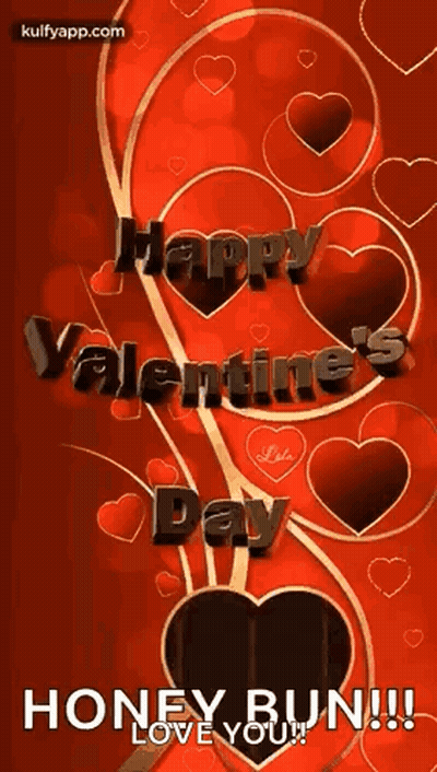 A Valentine 'S Day Greeting Card With Hearts On A Red Background . GIF
