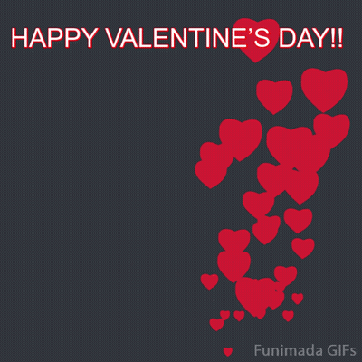 A Valentine 'S Day Greeting Card With Red Hearts On A Dark Background GIF