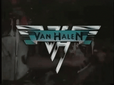 A Van Halen Logo Is Displayed On A Black And White Background GIF