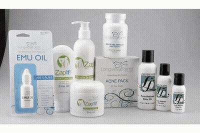 A Variety Of Longview Farms Products Are Displayed On A Table GIF