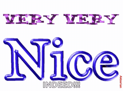 A Very Very Nice Indeed Sign With Purple Letters GIF