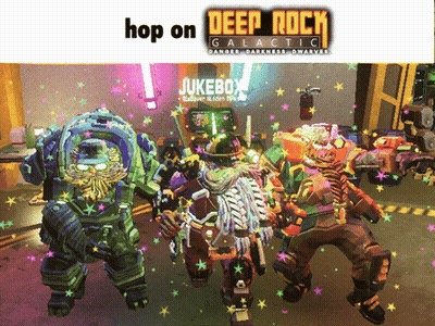 A Video Game Called Deep Rock Galactic Shows A Group Of Robots GIF