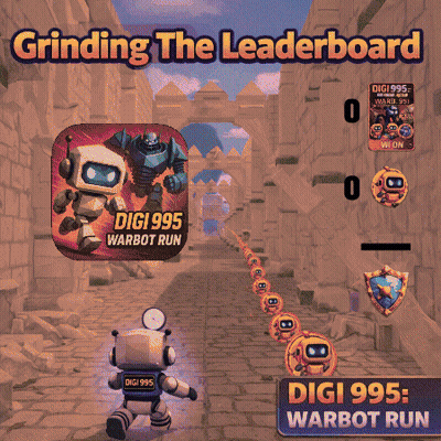 A Video Game Called Grinding The Leaderboard With A Robot Running GIF