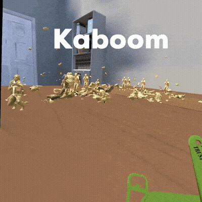 A Video Game Called Kaboom With A Green Gun GIF