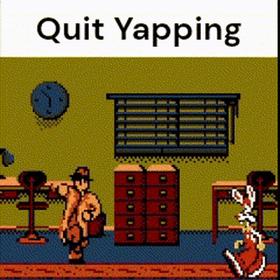 A Video Game Called Quit Yapping With A Rabbit On The Floor GIF
