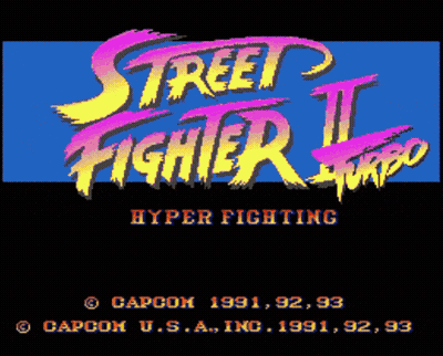 A Video Game Called Street Fighter Ii Turbo Has A Blue Background GIF