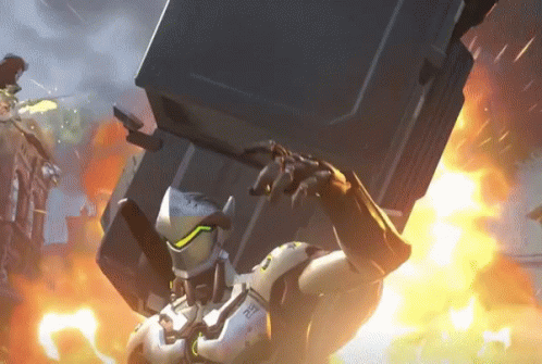 A Video Game Character Has A Box On His Back With The Letters Rc On It GIF