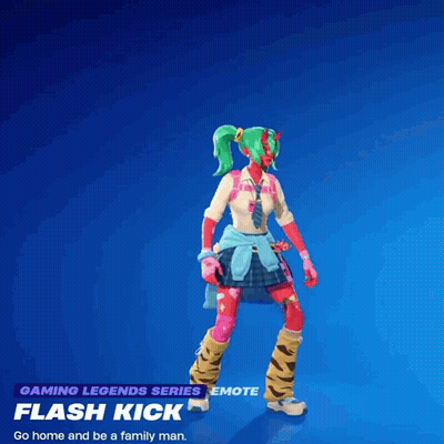 A Video Game Character Has A Flash Kick Emote That Says " Go Home And Be A Family Man " GIF