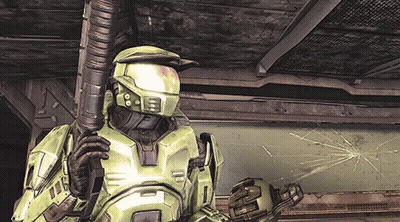A Video Game Character Holding A Gun With The Number 1 On His Chest GIF
