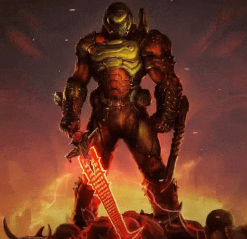 A Video Game Character Holding A Sword With A Red Lightning Bolt Coming Out Of It GIF