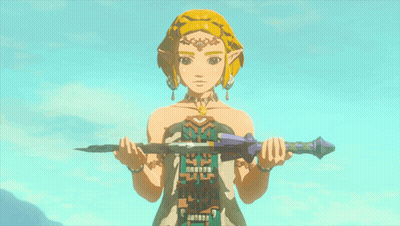 A Video Game Character Holding A Sword With The Number 9 On The Handle GIF